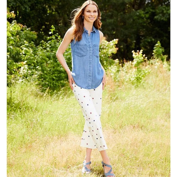 Driftwood Charlee High Rise Wide Leg Embroidered Jeans. - Picture 5 of 11